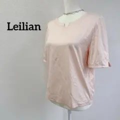☆美品☆レリアン 半袖カットソー 高級綿100% キーネック ステッチ ピンクSのサムネイル