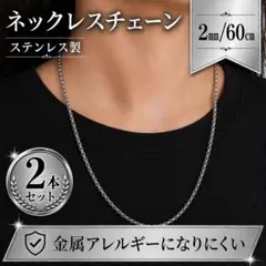 ステンレス　ネックレス　ボックス　チェーン　のみ　2㎜　60㎝　2本