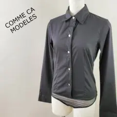 コムサモデルズCOMMCA MODELESクラシックカラーシャツ黒ブラックM