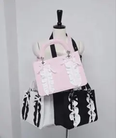 完売商品リルリリー lillilly キャンバスフリルリボンバッグ ピンクのサムネイル