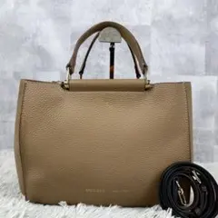 美品 IACUCCI レザー 2WAY ショルダーバッグ ブロック ロゴ型押し