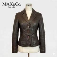 美品　MAX&Co.ブラウン レザーライダースジャケット　38 2026年最新】MAX&CO カラー：ブラウン系 レディース レザージャケット