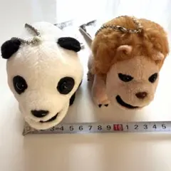 【お値下げ】シャクレルプラネットパンダとライオンのぬいぐるみマスコット2点セットのサムネイル