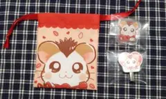 とっとこハム太郎 巾着 前髪クリップ アクリルスタンド　とんがりくん　3点セット