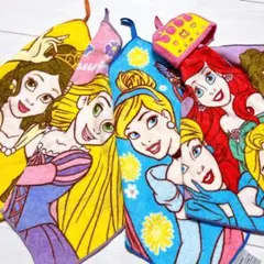 新品　ディズニープリンセス ループ付タオル 4枚セット