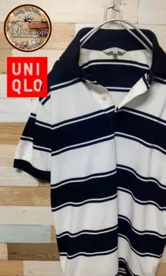 【人気】UNIQLO ポロシャツ　ボーダーラガーシャツ　メッシュ　綿ポリ