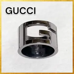 【美品】グッチ ブランデッドG ブラックコーティング リング SV925 #10