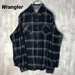 T-2026 Wrangler ネルシャツ オンブレチェック L ブラック