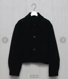 ＜H＞パイルメルトンクロップドコート　ブラック　アウター