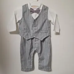 ストライプ セレモニースーツ 蝶ネクタイ付き80