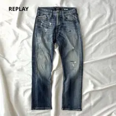 REPLAY ダメージ デニムパンツ WAITOM 27 インディゴのサムネイル