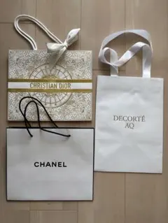 ブランドショップ袋 3枚セット　CHANEL DIOR コスメデコルテ　リボン