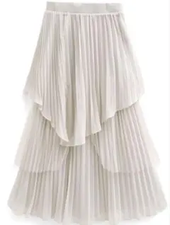 grl 完売品　チュールプリーツスカート　アイボリー[pu29] フリーサイズ