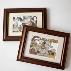 ヴィンテージ 木製フォトフレーム 2点セット ガラス付 額縁