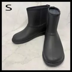 【美品】 レインブーツ ショート 軽量 S 22.5 23 黒 防水 長靴