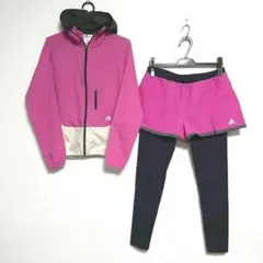 adidas　ジャージ　上下　ウインドブレーカー　ポリエステル　ピンク