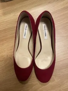 オデットエオディール　赤パンプス　スエード　箱付き