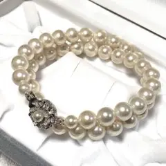 フェイクパールネックレス ホワイト 6～9ミリ珠 極美品