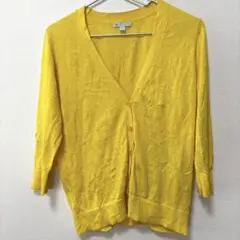 GAP ギャップ クロップドカーディガン 七分袖 S 黄 無地 羽織り　レジャー
