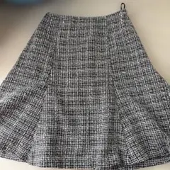COLZA ツイードフレアスカート ブラックホワイト ひざ丈