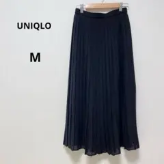 ユニクロ　シフォンプリーツロングスカート　ブラック　シンプル　無地　きれいめ