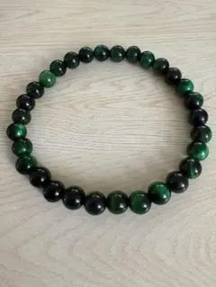 天然石 ビーズブレスレット グリーン　タイガーアイ　６mm　仕事運　金運