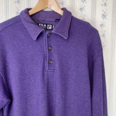【イナたい】FILA SPORT 90's サーマル ポロシャツ パープル 紫
