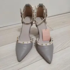 エスペランサ　新品未使用 パンプス 22.5cm スタッズ グレー