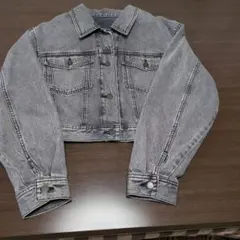 グレー デニムジャケット クロップド丈