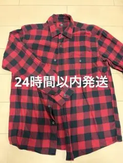 UNIQLO 赤黒チェック 長袖シャツ L