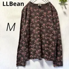 エルエルビーン 総柄 花柄 カットソー ロンT ブラウン 茶 L T長袖シャツ