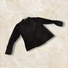 ザラ　長袖ブラウス　薄手　ブラック　レース　Lサイズ