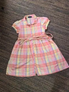 Ralph Lauren 半袖ワンピース ピンク系チェック　120