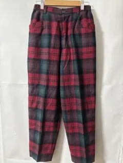 「即日発送」M SIMPLE LIFE赤と緑のチェック柄ワイドスラックスパンツ