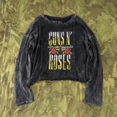 公式　Guns N' Roses ガンズ　長袖　Tシャツ カットオフ　短丈