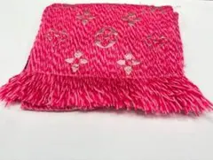 LOUIS VUITTON エシャブルロゴマニア　ピンク ロゴ刺繍 マフラー