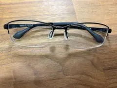 【美品】Zoff メガネ 度入り ハーフリム ブラック 黒 ケース付き メンズ