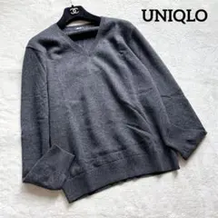 美品✨UNIQLO ユニクロ カシミヤ100% Vネックニット　グレー