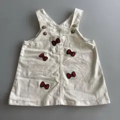 petit main ハローキティー　デニムジャンパースカート リボン刺繍