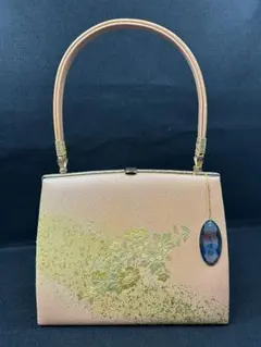 未使用　本皮螺鈿　和装バッグ 優品 フォーマル 花 金彩 金色 和装小物