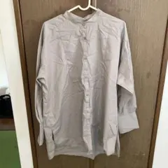 GU バンドカラースリットロングシャツ