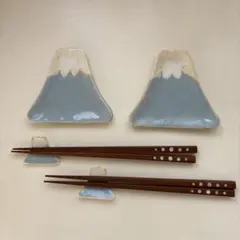 富士山型小皿と箸置きのペアセット