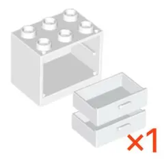 【LEGO】　コンテナボックス2×3×2白引き出し2つ付　ホワイト　1個