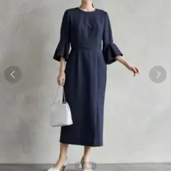 AIMERネイビー ジャガードドレス M 結婚式 入学入園 お呼ばれ