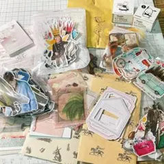 コラージュ素材　紙ものハンドメイド素材　フレークシール等