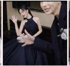 エレガントなハイネックカラードレス