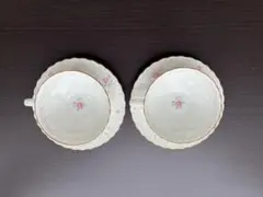 ノリタケ　花柄ティーカップ・ソーサーセット2脚（箱無し）