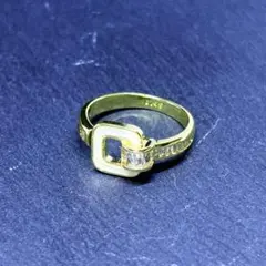 高級感ゴールド×ジルコニア リンクデザインリング