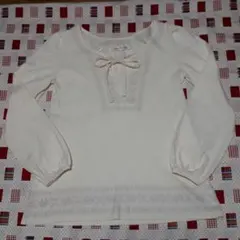 USED　レディース　長袖カットソー　白系　刺繍　古着