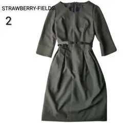 ダークグレー 七分袖 ワンピース スカラップ きれいめ タグ付き フォーマル